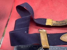 Load image into Gallery viewer, WW2 British Army Hussars Blue Canvas and Leather Belt with Fittings - The Militaria Shop
