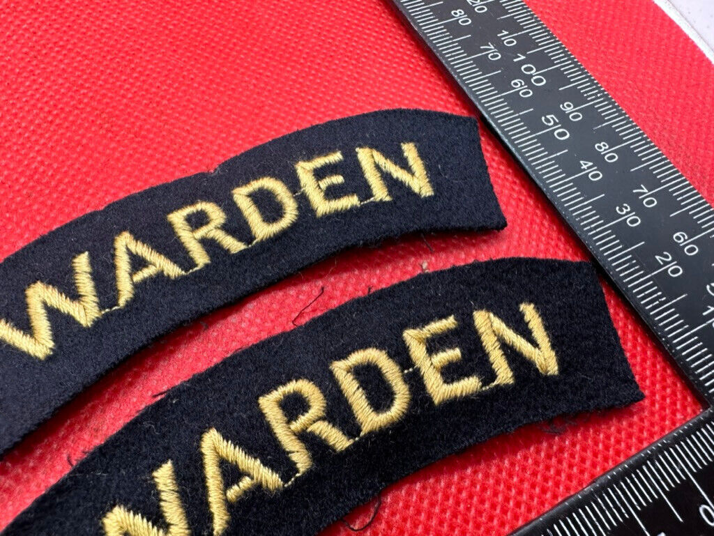Original WW2 British Home Front Civil Defence Wardens Shoulder Title Pair - The Militaria Shop