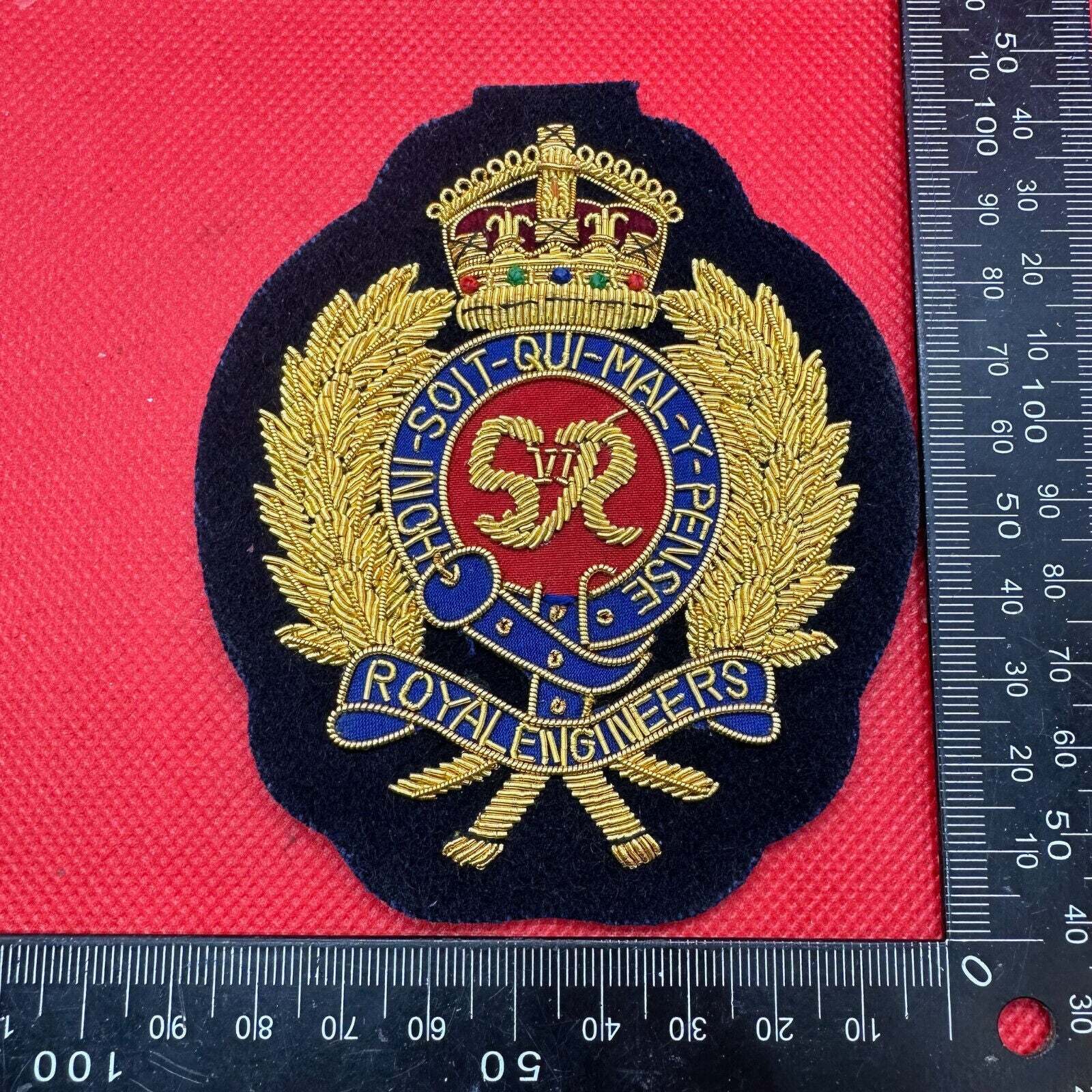 British Army Bullion Embroidered Blazer Badge - Royal Engineers - King's Cr - The Militaria Shop
