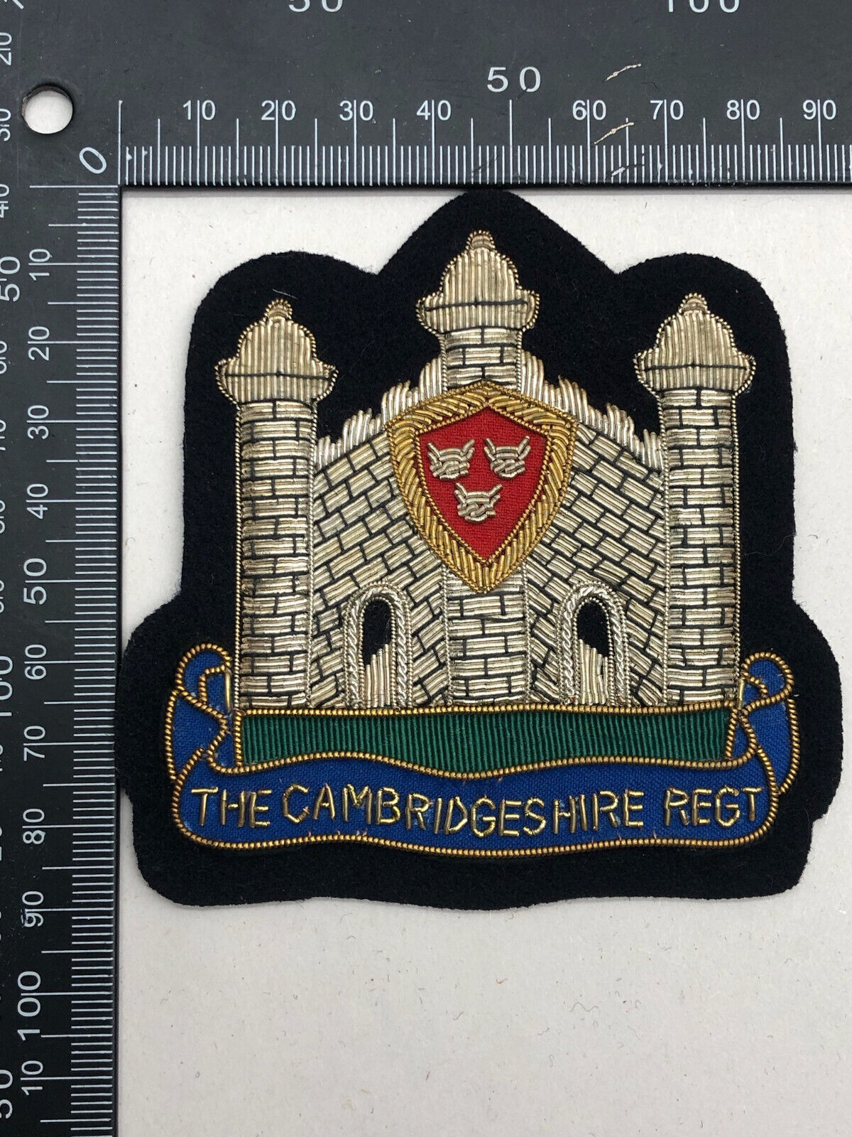 British Army Bullion Embroidered Blazer Badge - The Cambridgeshire Regiment - The Militaria Shop