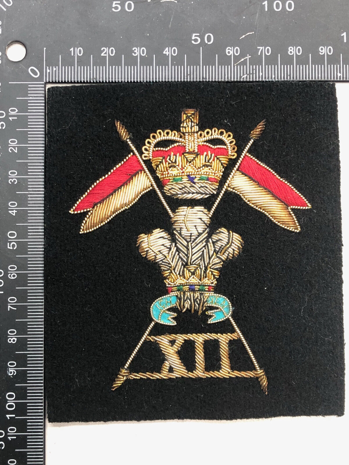 British Army Bullion Embroidered Blazer Badge - 12th Lancers - The Militaria Shop