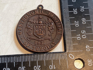 Gastronomic Festival of Torquay 1951 - Bronze Medialion / Coin - The Militaria Shop