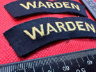 Original WW2 British Home Front Civil Defence Wardens Shoulder Title Pair - The Militaria Shop
