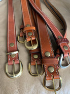 Aker Brown Leather Pistol Police Belt - Varied Sizes - Hidden Coin Compartment - The Militaria Shop