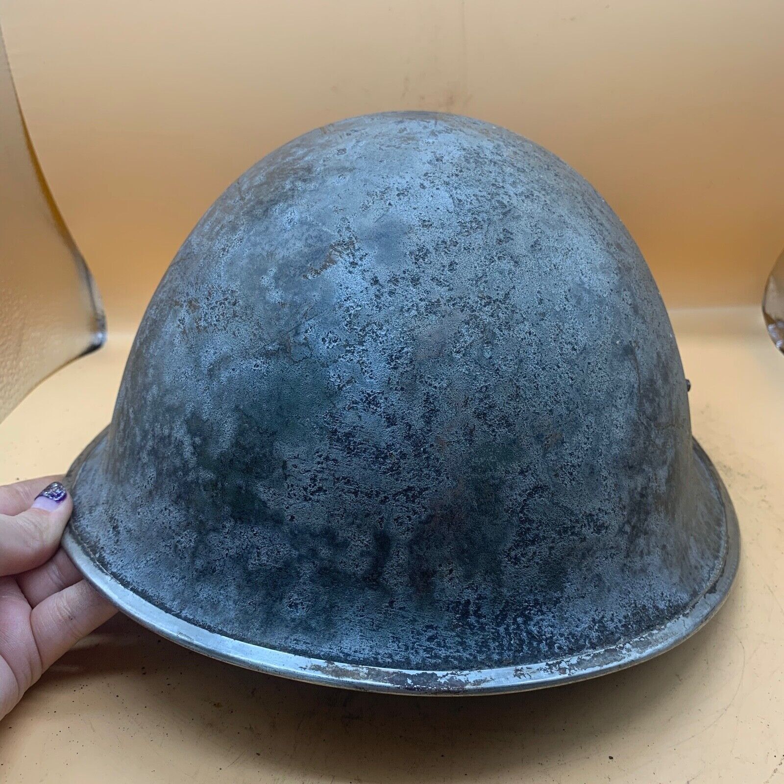 Original WW2 British / Canadian Army Mk3 High Rivet Turtle Army Combat Helmet - The Militaria Shop