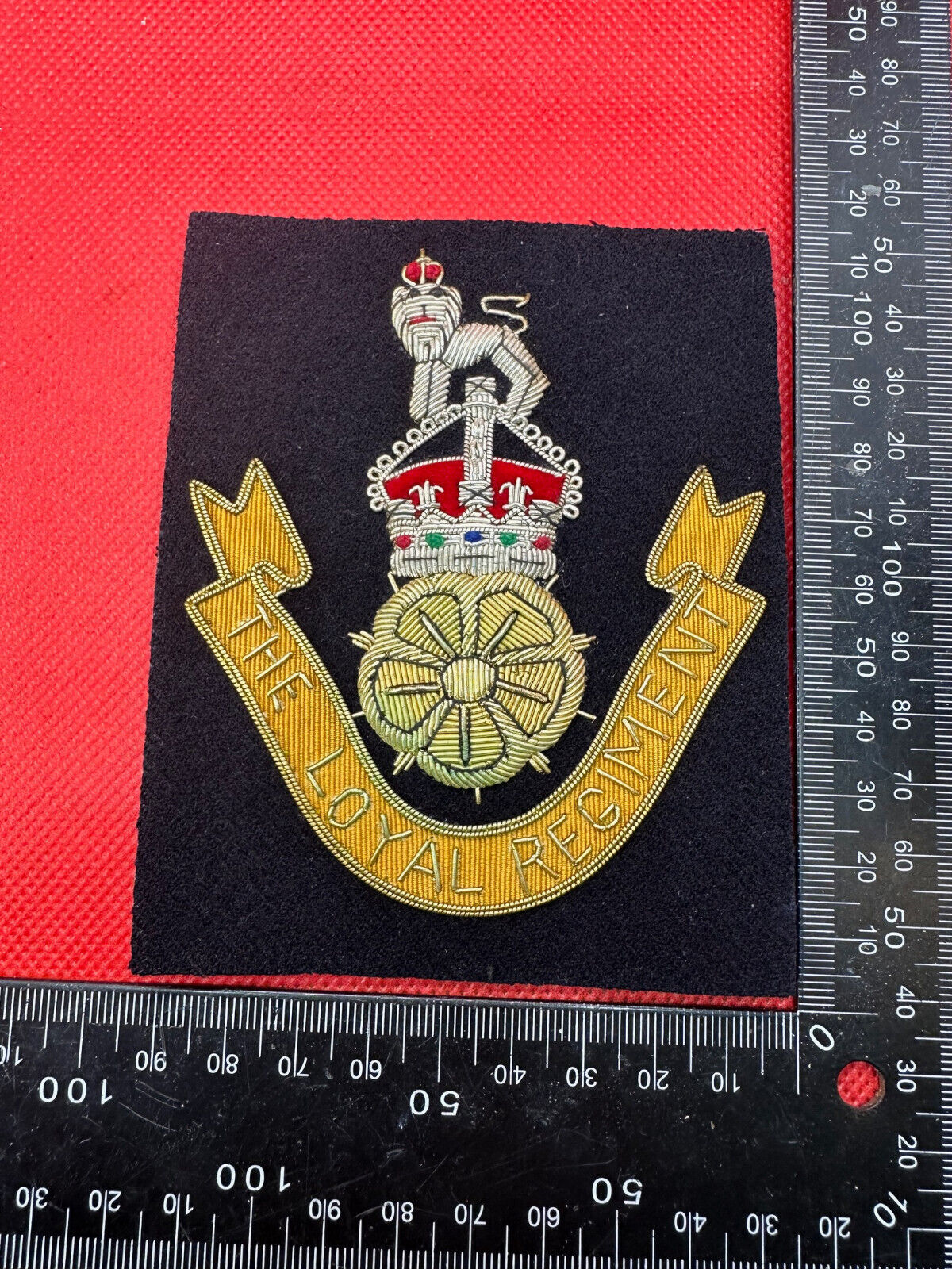British Army Bullion Embroidered Blazer Badge - The Loyal Regiment - Kings Crown - The Militaria Shop