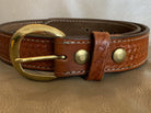 Aker Brown Leather Pistol Police Belt - Varied Sizes - Hidden Coin Compartment - The Militaria Shop