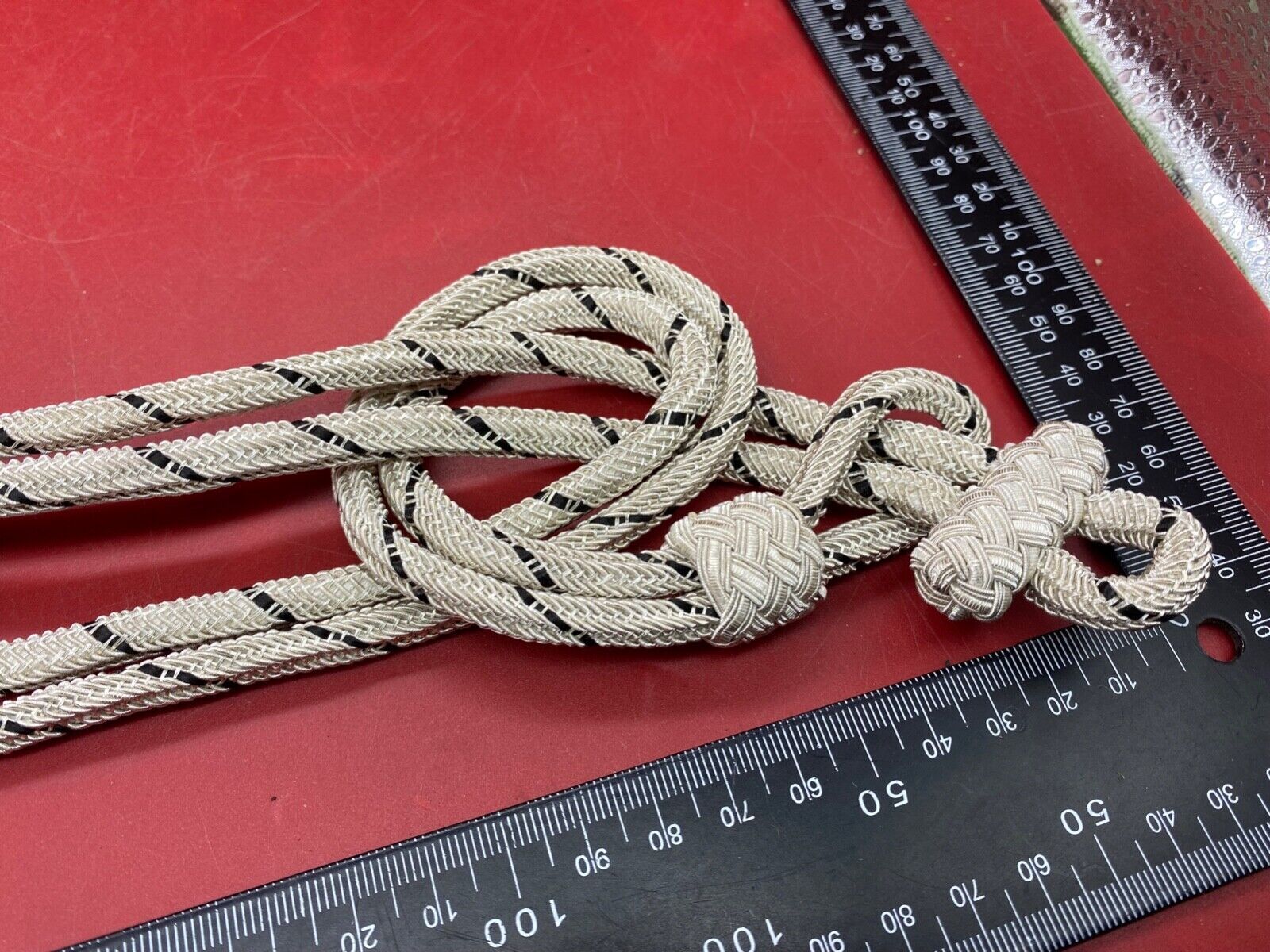 German Army Officer's Black and Silver Braid Lanyard / Aguillette. - The Militaria Shop