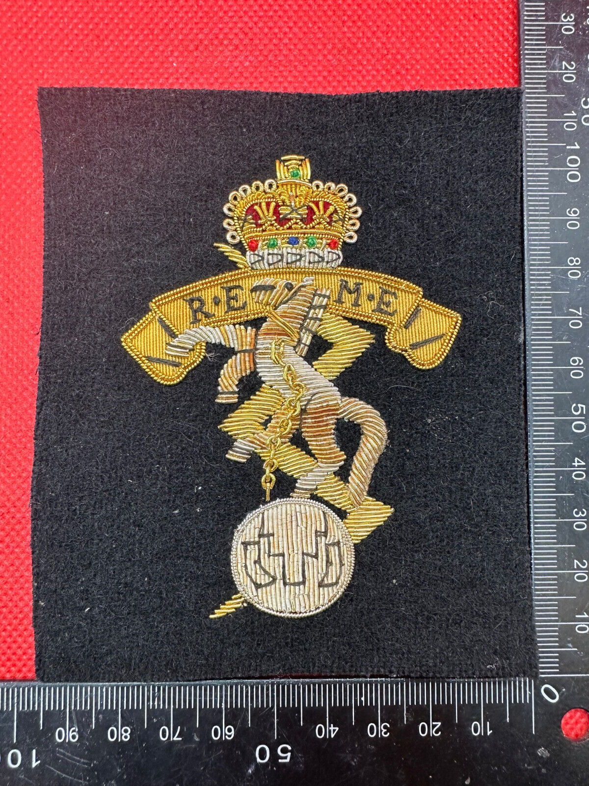 British Army Bullion Embroidered Blazer Badge - R.E.M.E Engineers - Queens Crown - The Militaria Shop