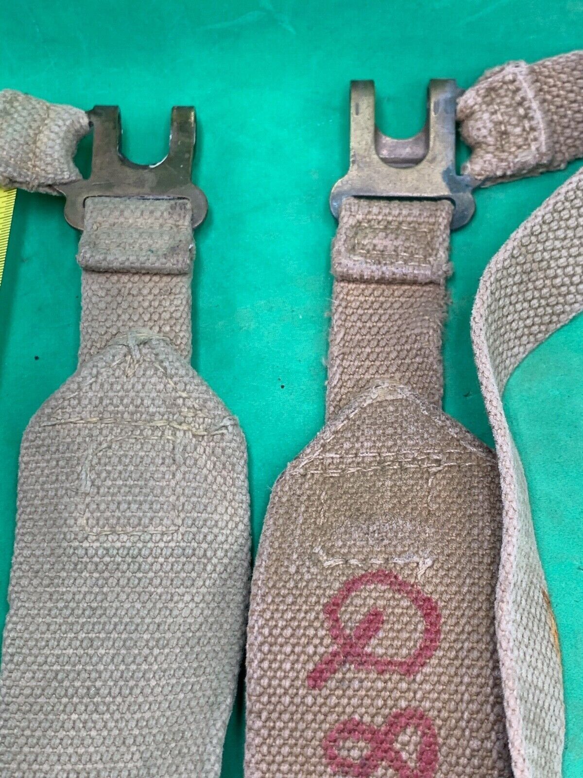 Original WW2 Pattern British Army L Straps Pair - 37 Pattern Webbing Haversack - The Militaria Shop