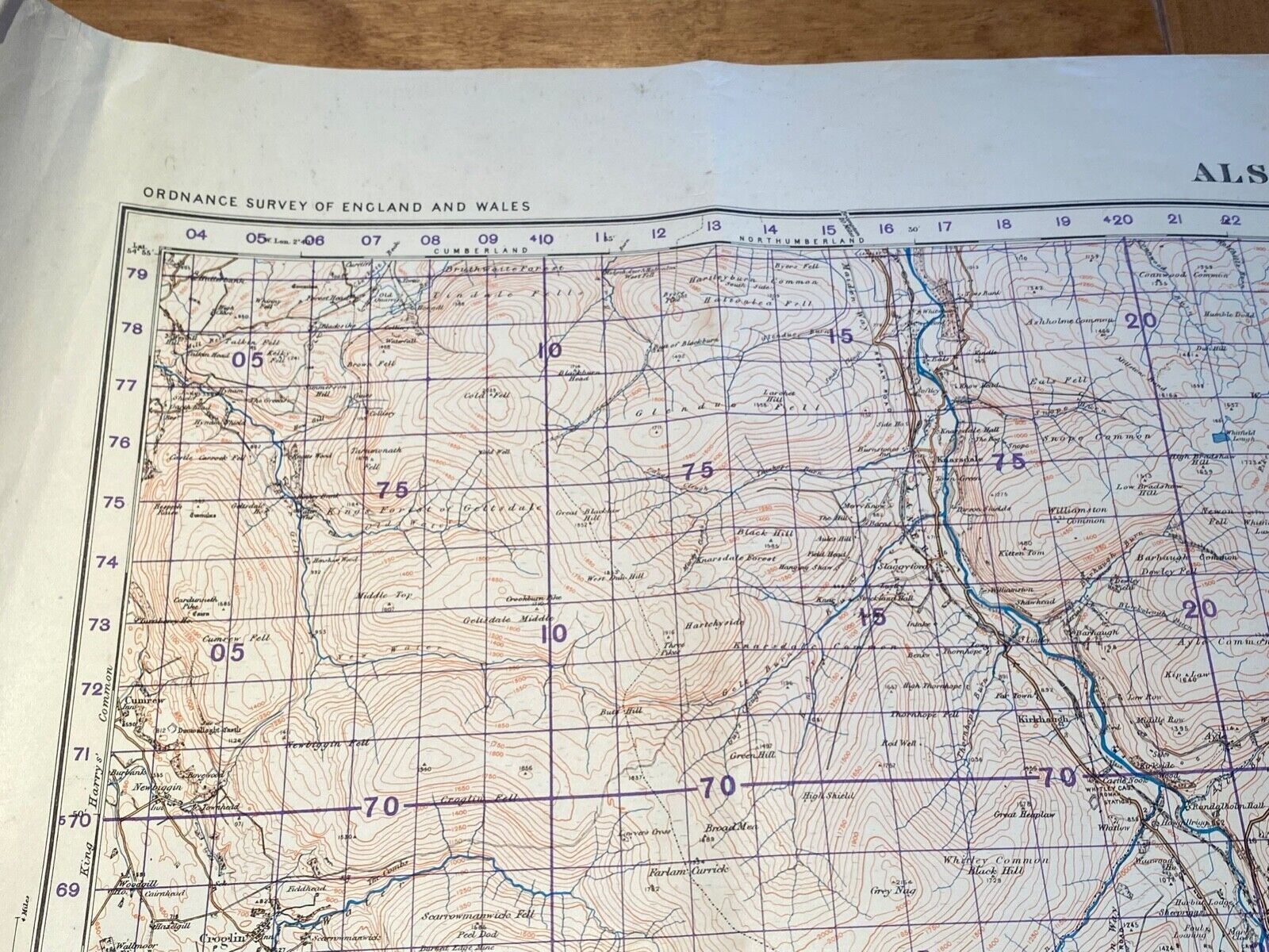 Large WW2 British Army 1932 dated map of Alston and Weardale. England. - The Militaria Shop