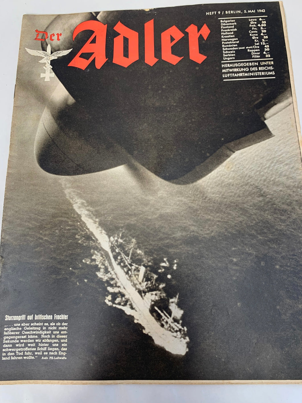 Der Adler Magazine Original WW2 German - 5th May 1942