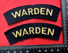 Original WW2 British Home Front Civil Defence Wardens Shoulder Title Pair - The Militaria Shop
