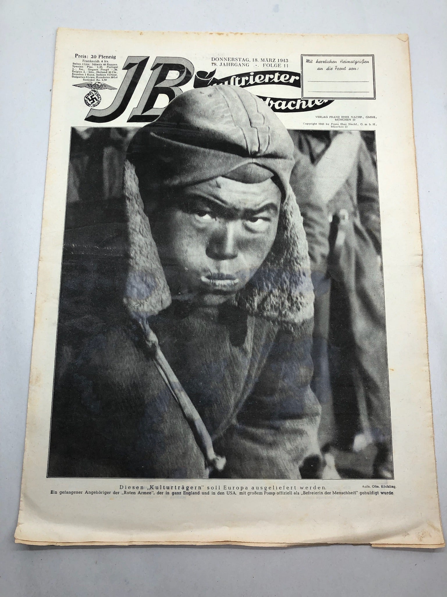 JB Juustrierter Beobachter NSDAP Magazine Original WW2 German - 18 March 1943 - The Militaria Shop