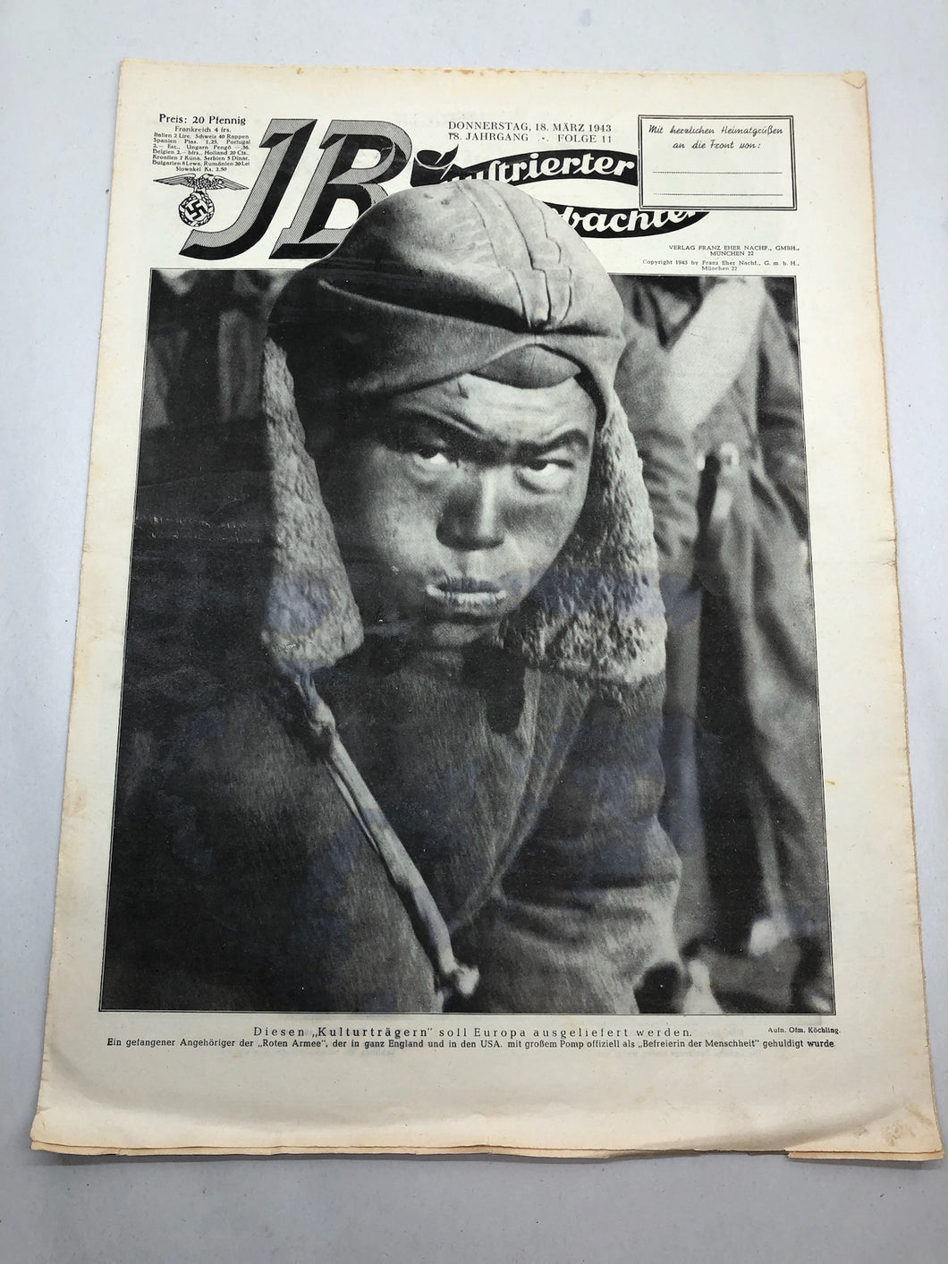 JB Juustrierter Beobachter NSDAP Magazine Original WW2 German - 18 March 1943