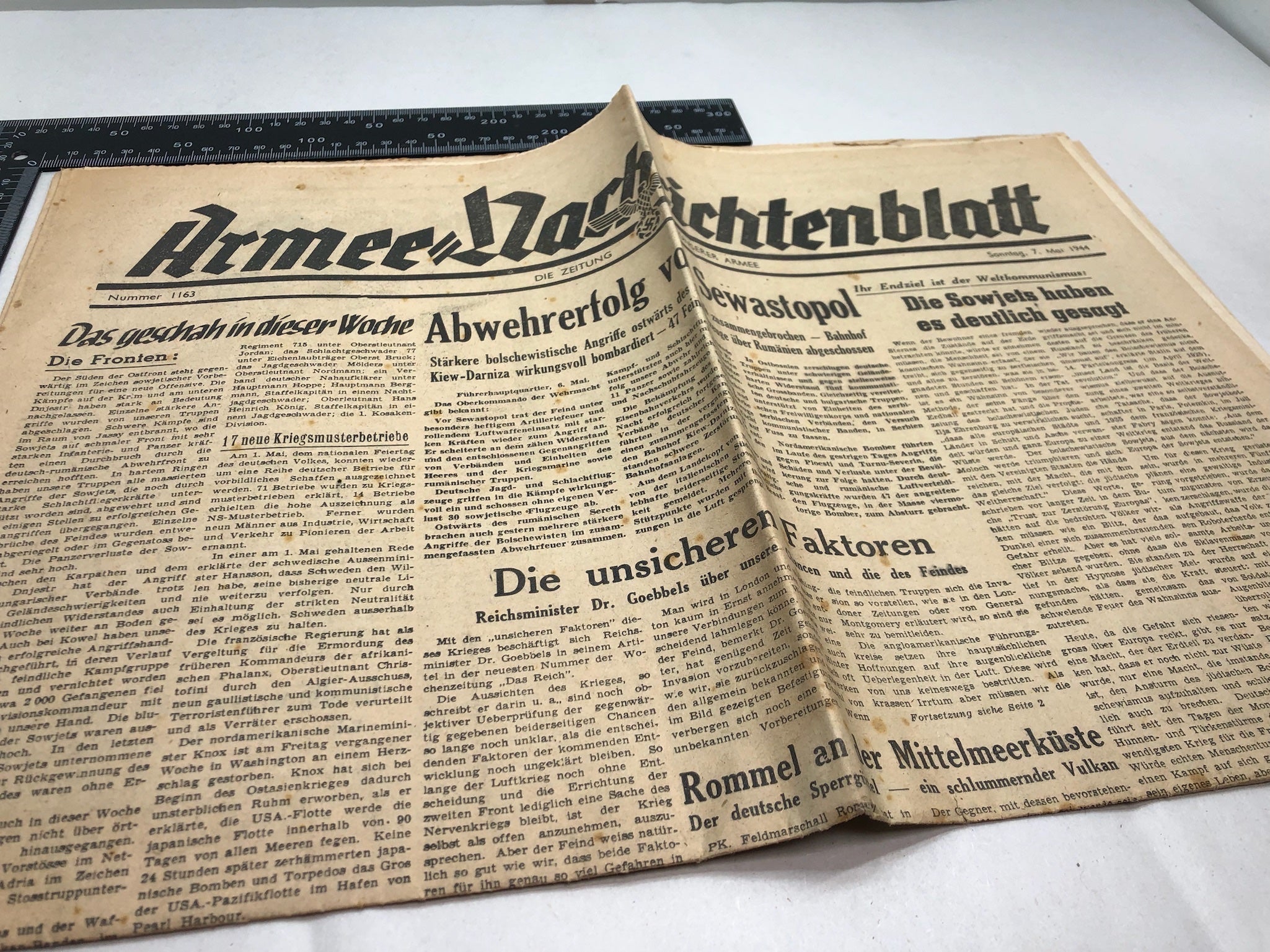 Original WW2 German Political Newspaper - 7th May 1944 - The Militaria Shop