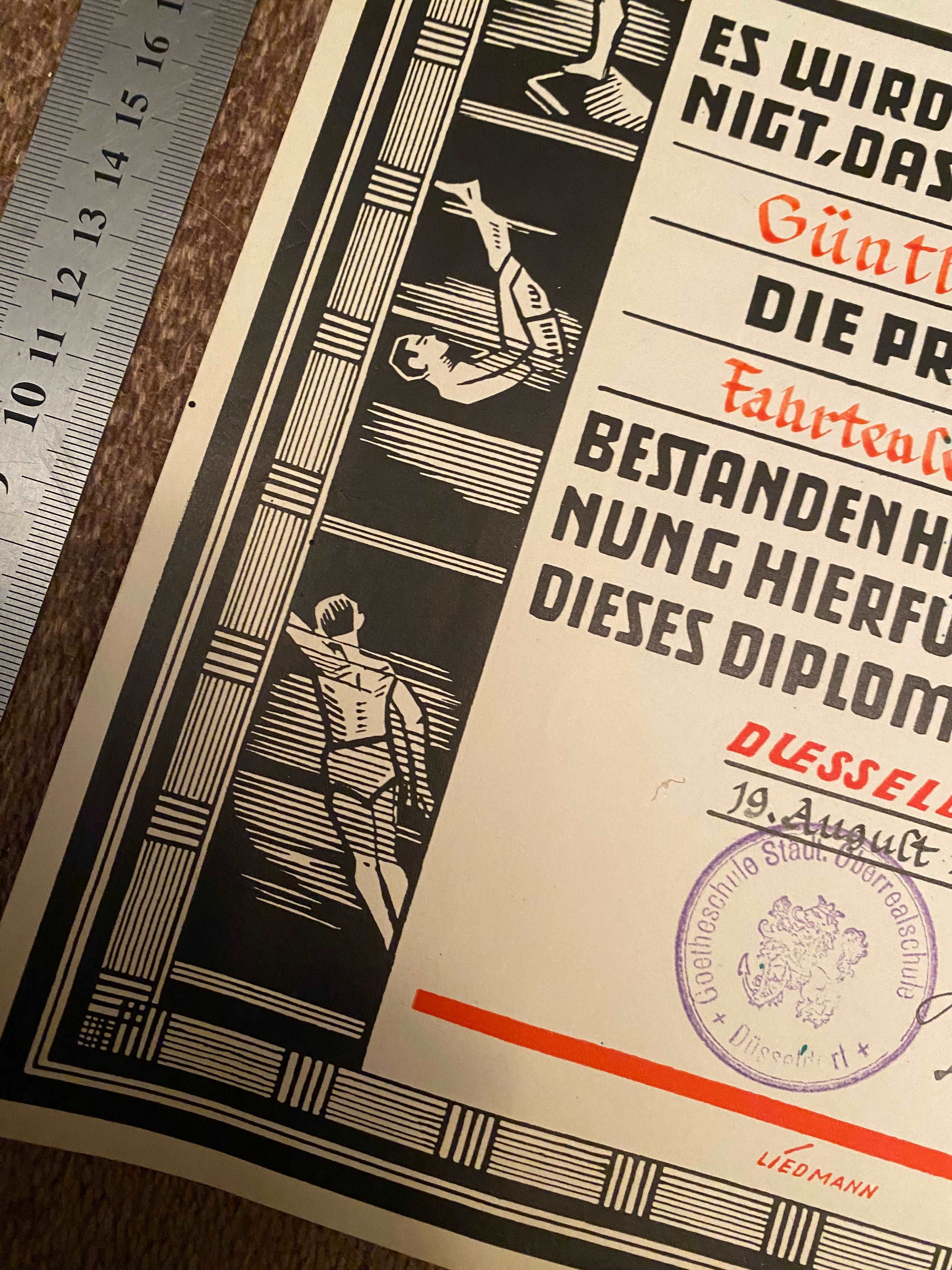 1935 Dated German Swimming Diploma  - Great Display Item. - The Militaria Shop