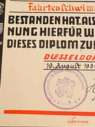 1935 Dated German Swimming Diploma  - Great Display Item. - The Militaria Shop