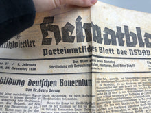 Lade das Bild in den Galerie-Viewer, Original WW2 German NSDAP Heimatblatt Political Newspaper - 26th November 1938
