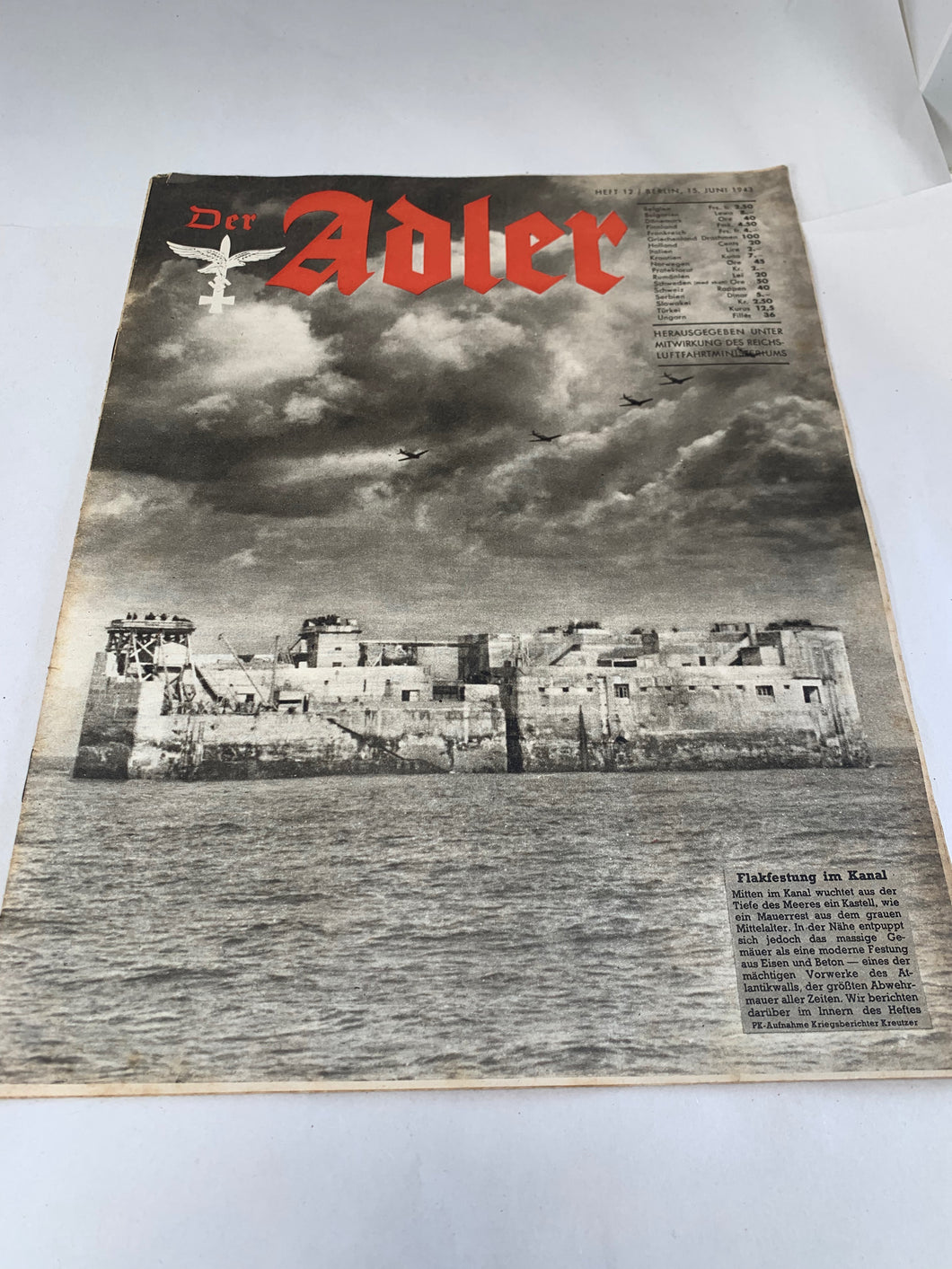 Der Adler Magazine Original WW2 German - 15th June 1943