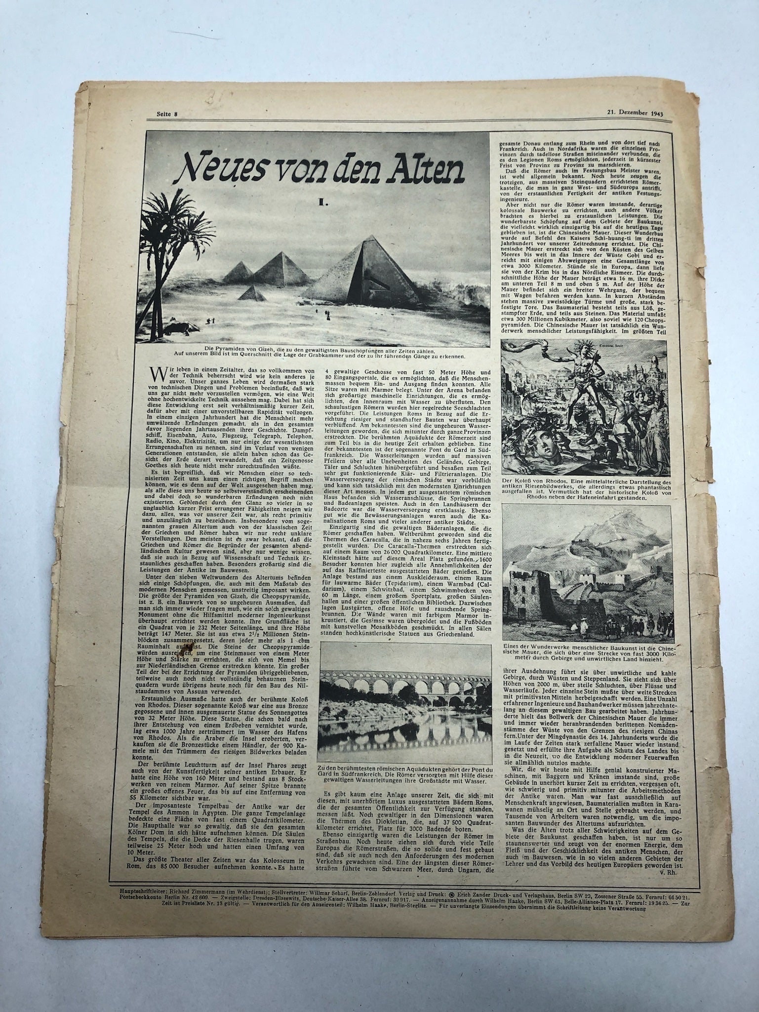 Original WW2 German Political Newspaper - 21st December 1943 - The Militaria Shop