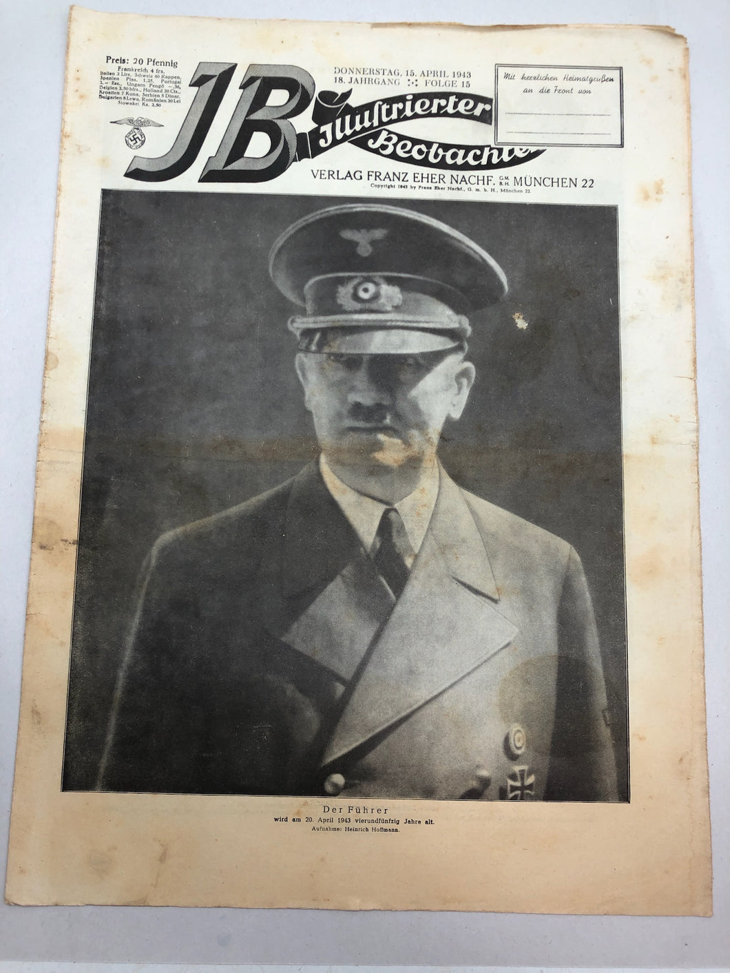 JB Juustrierter Beobachter NSDAP Magazine Original WW2 German - 15 April 1943