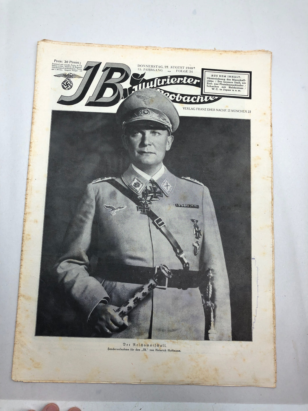 JB Juustrierter Beobachter NSDAP Magazine Original WW2 German - 22 August 1940