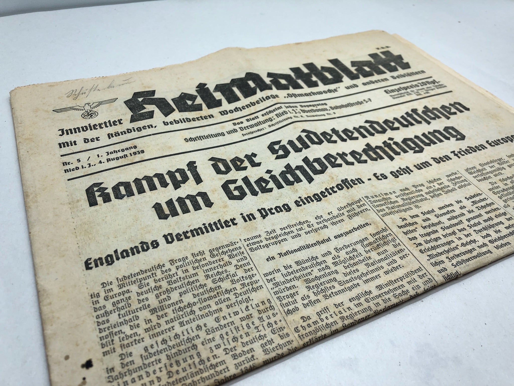Original WW2 German NSDAP Heimatblatt Political Newspaper - 4th August 1938 - The Militaria Shop