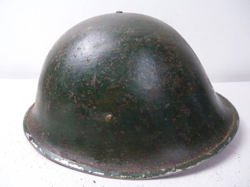 Original WW2 British Army Mk3 Turtle Army Fire Department Helmet & Liner - The Militaria Shop
