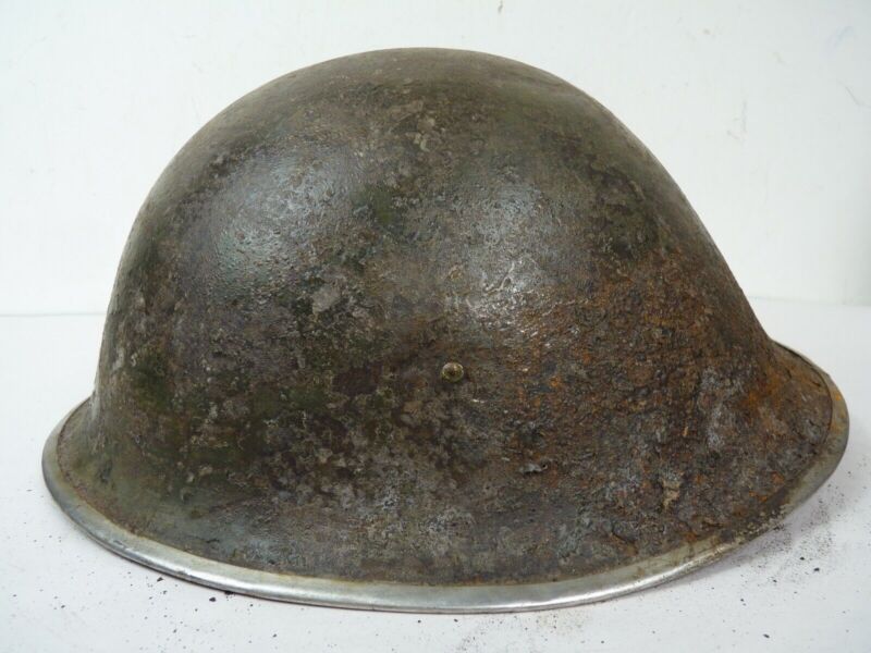 Original Mk3 Canadian / British Army WW2 Turtle Helmet High Rivet - The Militaria Shop