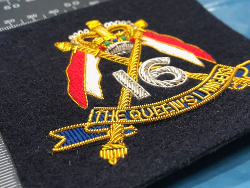 British Army Bullion Embroidered Blazer Badge - 16th The Queen's Lancers - The Militaria Shop