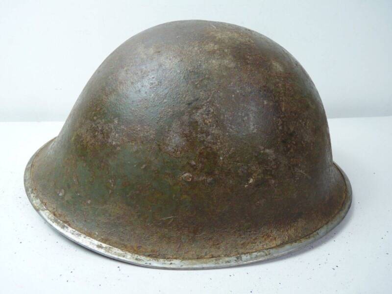 Original WW2 British / Canadian Army Mk3 High Rivet Turtle Army Combat Helmet - The Militaria Shop