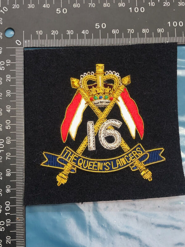 British Army Bullion Embroidered Blazer Badge - 16th The Queen's Lancers - The Militaria Shop