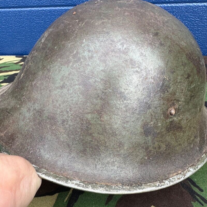 WW2 Canadian Army Mk3 Turtle Helmet - Original Helmet Shell - High Rivet - The Militaria Shop