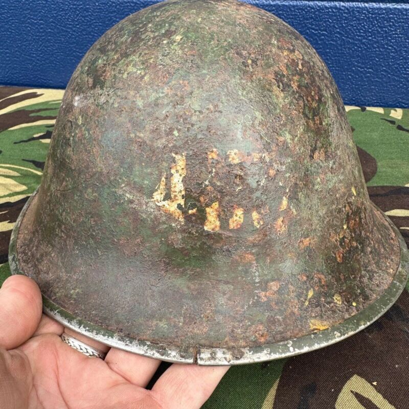 WW2 Canadian Army Mk3 Turtle Helmet - Original Helmet Shell - High Rivet - The Militaria Shop