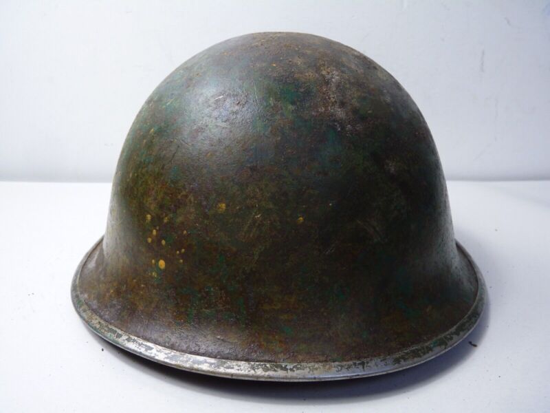 Mk3 Canadian / British Army Original WW2 Turtle Helmet High Rivet - Camouflaged - The Militaria Shop