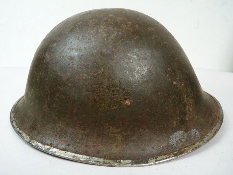 Original Mk3 Canadian / British Army WW2 Turtle Helmet High Rivet - The Militaria Shop