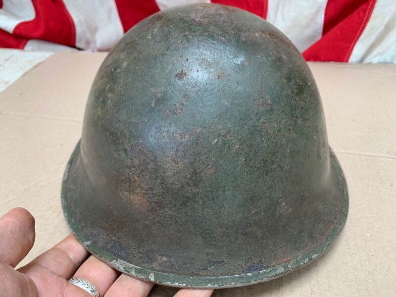 Original WW2 British / Canadian Mk3 Turtle Helmet Great Paint - The Militaria Shop