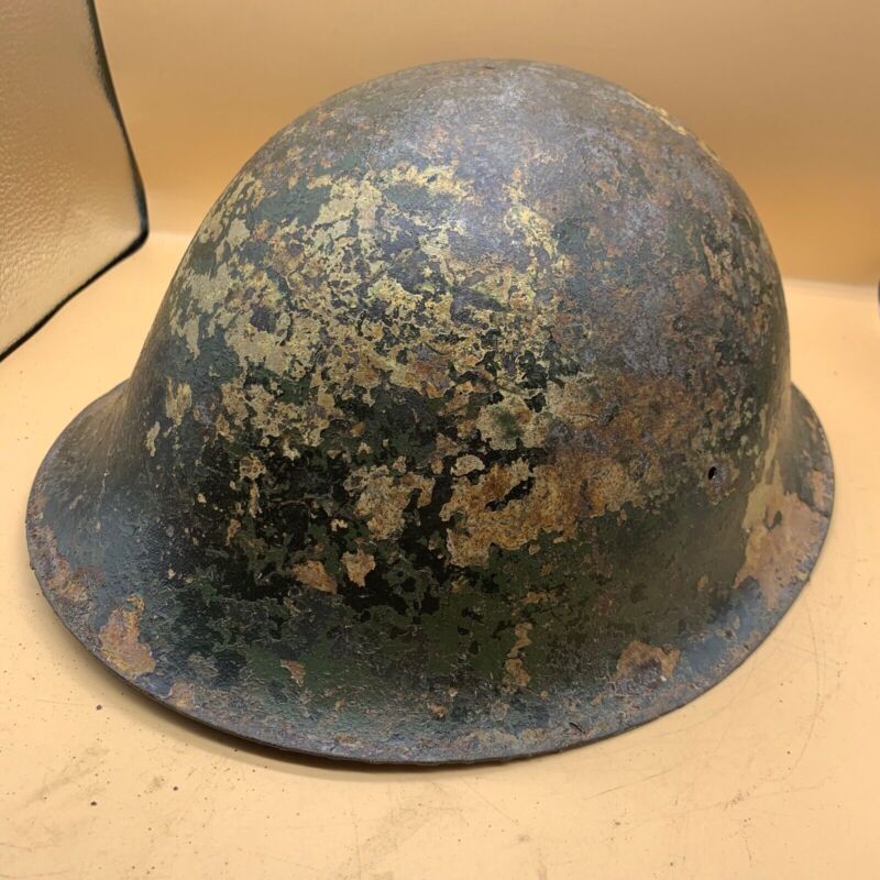 Original WW2 British / Canadian Army Mk3 Hight Rivet Turtle Army Combat Helmet - The Militaria Shop