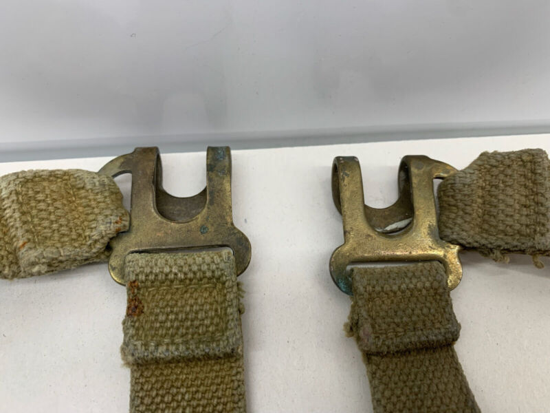 Original WW2 British Army 37 Pattern L Straps Pair - Wartime Dated - The Militaria Shop