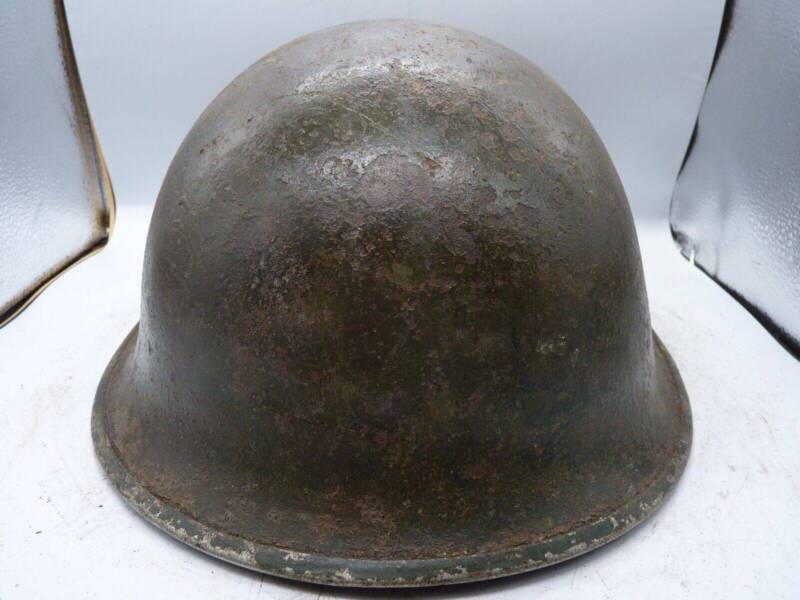 Original WW2 British / Canadian Army Mk3 High Rivet Turtle Army Combat Helmet - The Militaria Shop