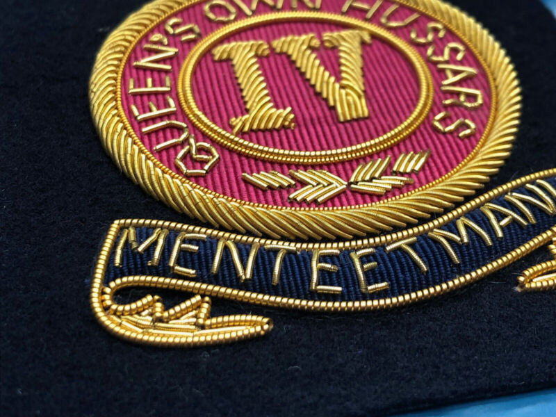 British Army Bullion Embroidered Blazer Badge - Queen's Own Hussars - The Militaria Shop