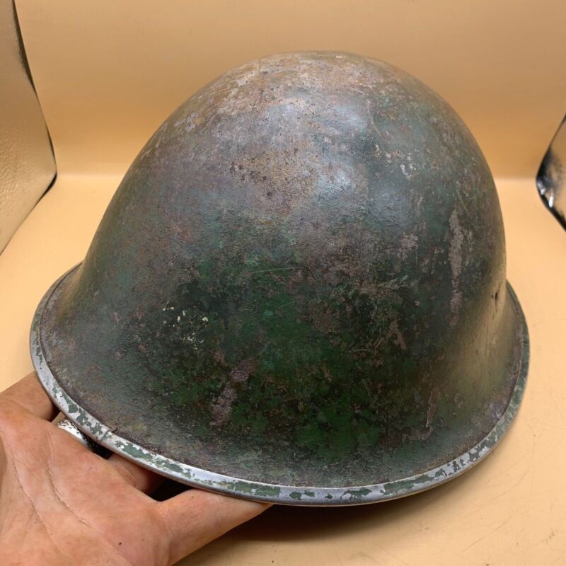 Original WW2 British / Canadian Army Mk3 High Rivet Turtle Army Combat Helmet - The Militaria Shop