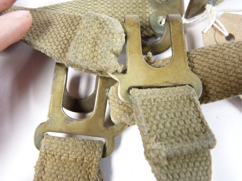 Original WW2 Pattern British Army L Straps Pair - 37 Pattern Webbing Haversack - The Militaria Shop
