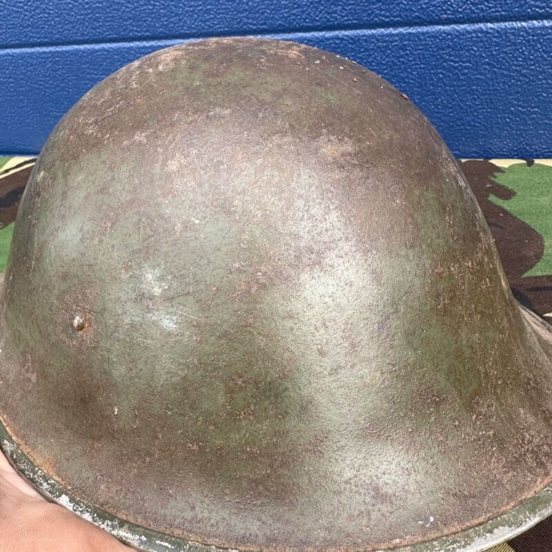 WW2 Canadian Army Mk3 Turtle Helmet - Original Helmet Shell - High Rivet - The Militaria Shop