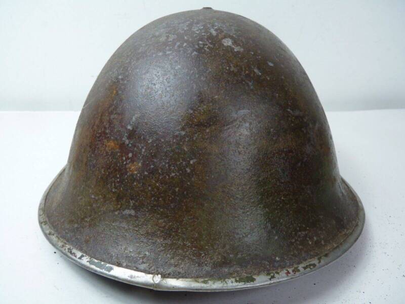 Original WW2 British / Canadian Army Mk3 High Rivet Turtle Army Combat Helmet - The Militaria Shop
