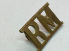 Original British Army WW1 Royal Marines RM Brass Shoulder Title - The Militaria Shop