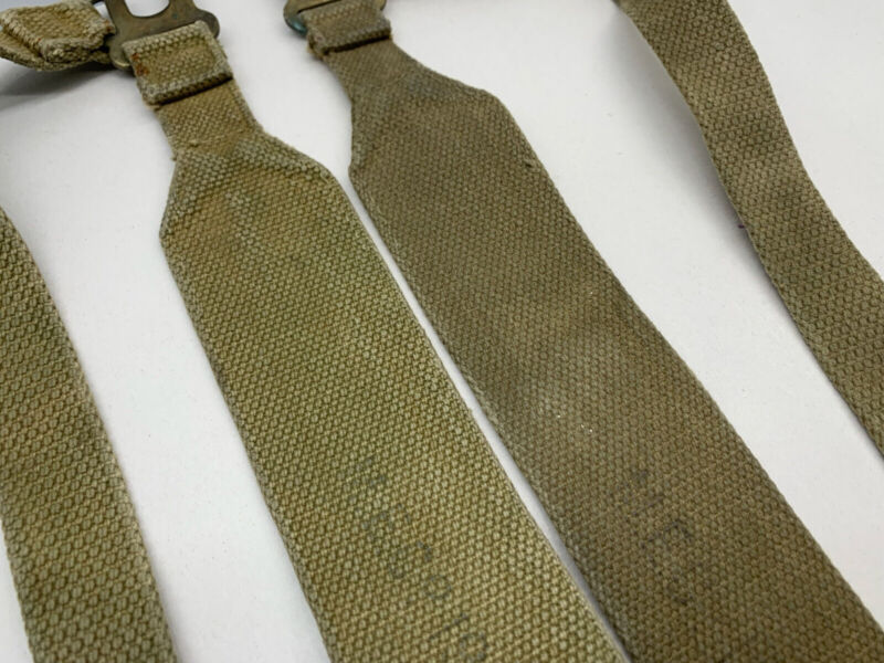 Original WW2 British Army 37 Pattern L Straps Pair - Wartime Dated - The Militaria Shop
