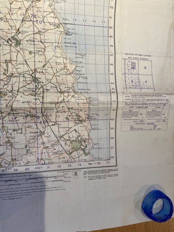 Large WW2 British Army - 1932 dated General Staff map of HOLY ISLAND. - The Militaria Shop