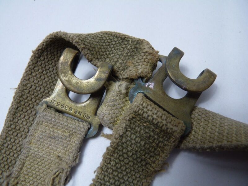 Original WW2 Pattern British Army L Straps Pair - 37 Pattern Webbing Haversack - The Militaria Shop